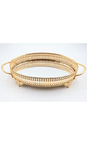 Metal Aynalı Oval Tepsi (28*20)
