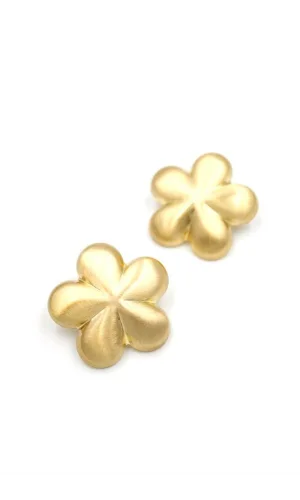 Metal Çiçek Küpe - Altın