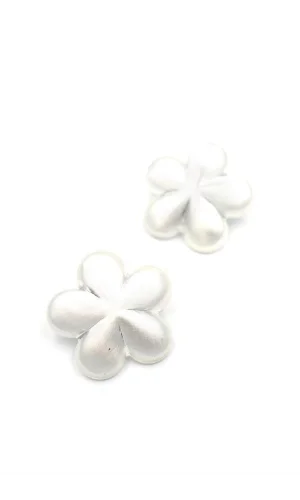 Metal Çiçek Küpe - Gümüş