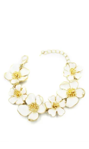 Mineli Çiçek Bileklik - Krem