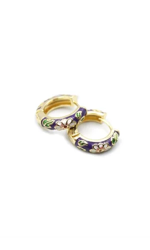 Mineli Çiçek Küpe - Mor