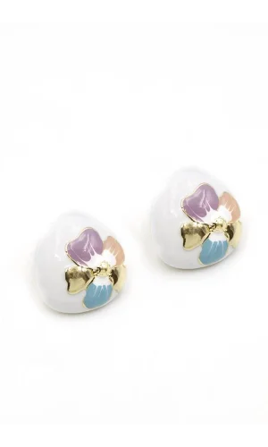 Mineli Çiçek Küpe - Mor