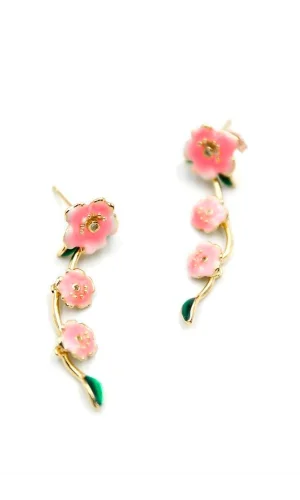 Mineli Çiçek Küpe - Pembe