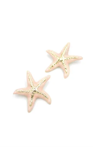 Mineli Deniz Yıldızı Küpe - Pembe