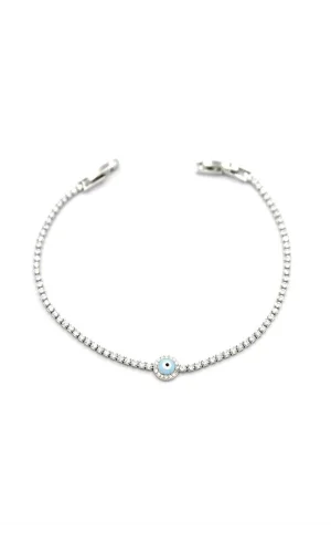 Mineli Göz Taşlı Bileklik - Gümüş