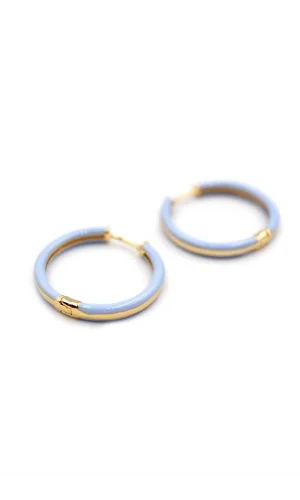 Mineli Halka Küpe - Açık Mavi