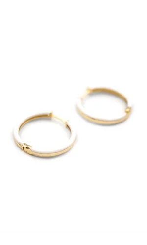 Mineli Halka Küpe - Beyaz