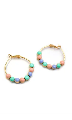 Mineli Halka Küpe - ÇOK RENKLİ