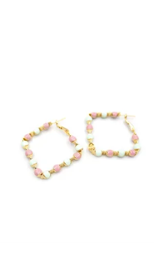 Mineli Halka Küpe - Pembe