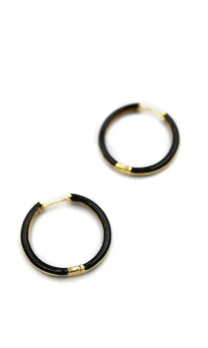 Mineli Halka Küpe - Siyah