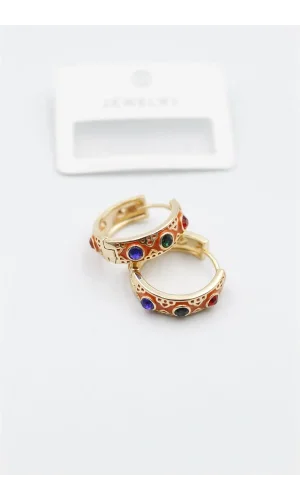 Mineli Halka Küpe - Turuncu