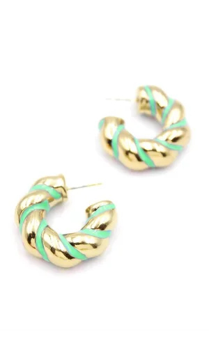 Mineli Halka Küpe - Yeşil