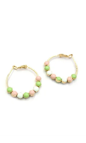 Mineli Halka Küpe - Yeşil