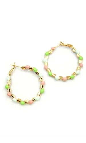 Mineli Halka Küpe - Yeşil