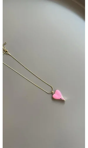 Mineli Kalp Kolye - Pembe