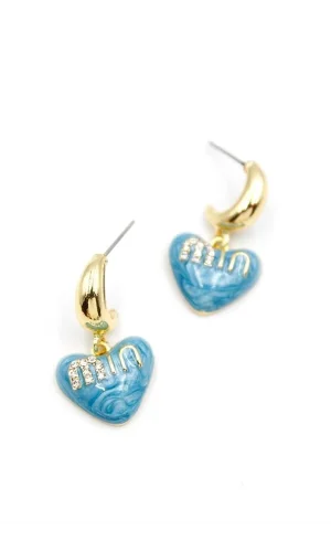 Mineli Kalp Küpe - Mavi