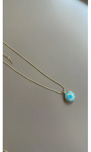 Mineli Kapaklı Kolye - Mavi