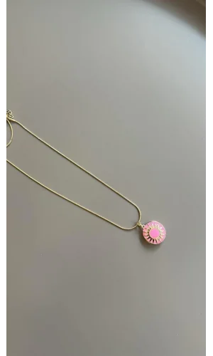 Mineli Kapaklı Kolye - Pembe