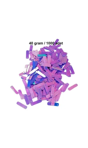 Mor 15 x 5 mm Dantel Oya Yazma Halhal Abiye Lazer Kesim Pul 1000 adet / 40 gram