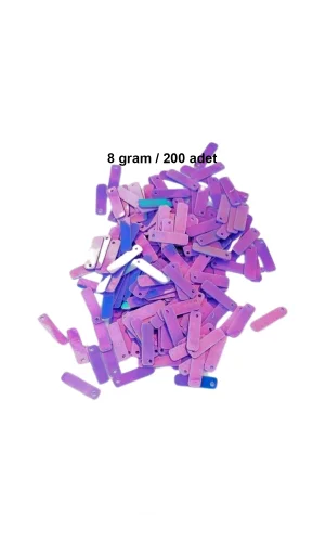 Mor 15 x 5 mm Dantel Oya Yazma Halhal Abiye Lazer Kesim Pul 200 adet / 8 gram