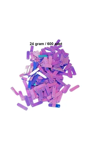 Mor 15 x 5 mm Dantel Oya Yazma Halhal Abiye Lazer Kesim Pul 600 adet / 24 gram