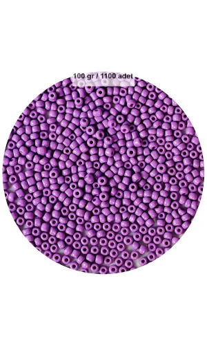 Mor Renk 4 mm Yaklaşık 1100 adet / 100 gram Cam Boncuk Oya Yazma Bileklik ve Kolye