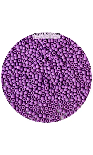 Mor Renk 4 mm Yaklaşık 220 adet/20 gram Cam Boncuk Oya Yazma Bileklik ve Kolye