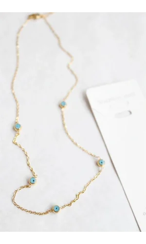 Nazar Boncuk Çelik Kolye - Altın