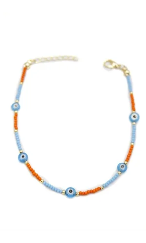 Nazar Boncuklu  Halhal - Mavi