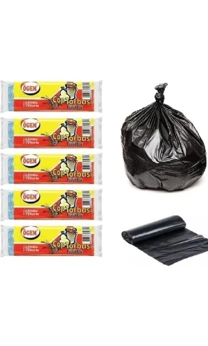 Ögem Büyük Boy Çöp Poşeti 65x80 Cm 50 Lt 10lu Rulo 5 Paket Siyah