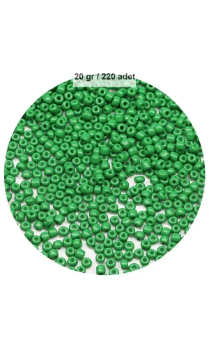 Opak Yeşil Renk 4 mm Yaklaşık 220 adet/20 gram Cam Boncuk Oya Yazma Bileklik ve Kolye