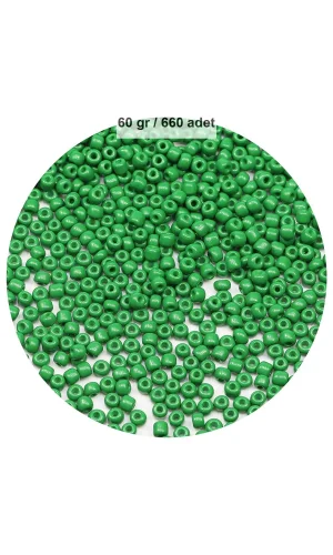 Opak Yeşil Renk 4 mm Yaklaşık 660 adet / 60 gram Cam Boncuk Oya Yazma Bileklik ve Kolye