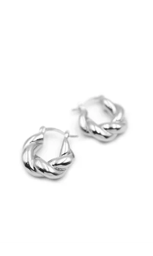 Örgü Halka Küpe - Gümüş