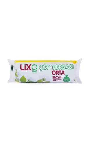 Orta Boy Çöp Torbası 55 x 60 cm 20 Li Rulo x 1 Paket = 20 Adet (Mavi)