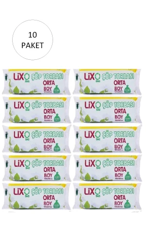 Orta Boy Çöp Torbası 55 x 60 cm 20 Li Rulo x 10 Paket = 200 Adet (Mavi)
