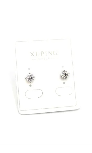 Orta Boy Tek Taş Küpe - Gümüş