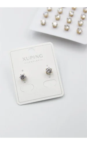 Orta Boy Zirkon Taşlı Tektaş  Küpe - Altın