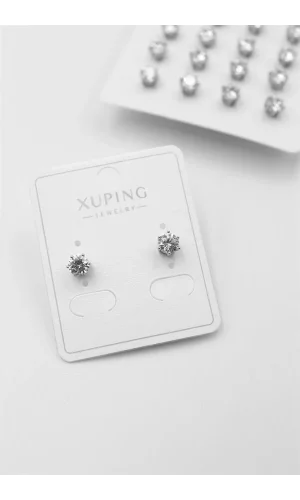 Orta Boy Zirkon Taşlı Tektaş  Küpe - Gümüş