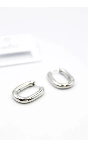 Oval Halka Küpe - Gümüş