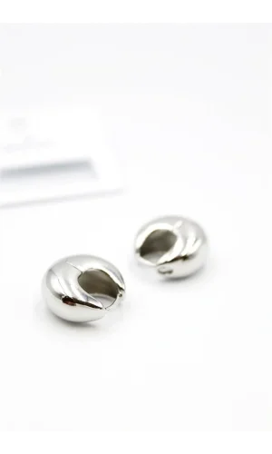 Oval Halka Küpe - Gümüş