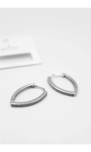 Oval Halka Küpe - Gümüş