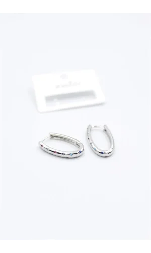 Oval Taşlı Küpe - Gümüş