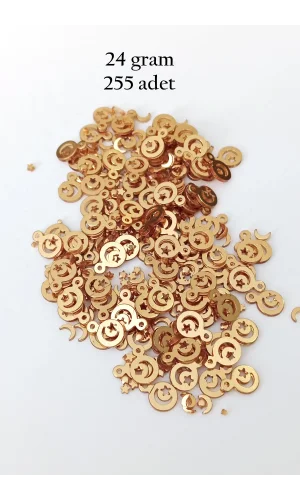 Oya Abiye Bileklik Kolye Pleksi Metalik Plastik Pul Altın Renk 24 gram 255 adet - BNC543