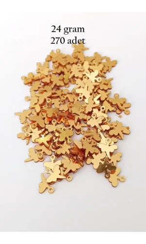Oya Abiye Bileklik Kolye Pleksi Metalik Plastik Pul Altın Renk 24 gram 270 adet - BNC555