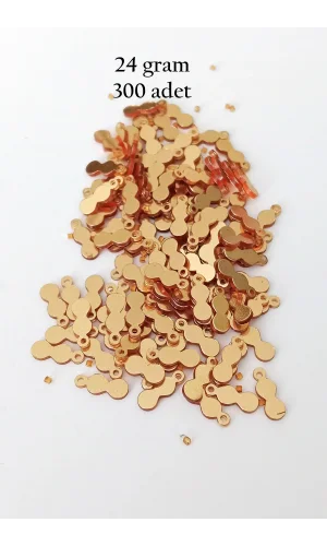 Oya Abiye Bileklik Kolye Pleksi Metalik Plastik Pul Altın Renk 24 gram 300 adet - BNC552