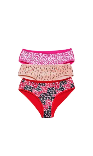 Pamuklu Geniş Kenarlı Likralı Desenli Bato Kadın Külot 3lü Paket Set3