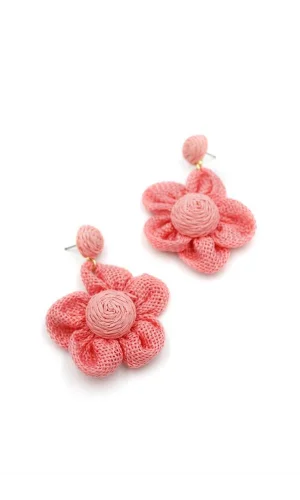 Papatya Hasır Küpe - Pembe