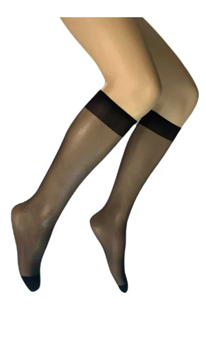 Parlak Dizaltı Kadın Çorap 15 Denye Siyah 500