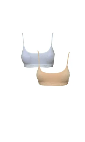 Pedli İp Askılı Beyaz ve Ten Rengi Büstiyer 2 adet