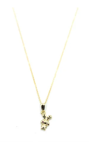 Peluş Tavşan Figürü Kolye - Altın